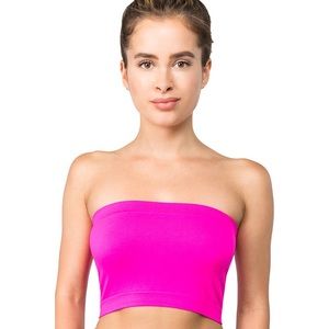 Seamless Plain Neon Pink Tube Top